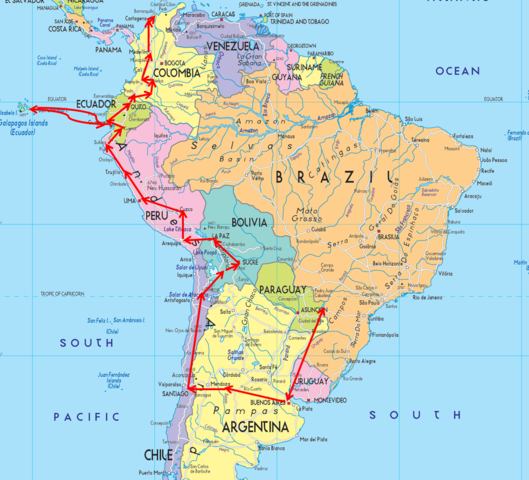 De Vaca lands in South America