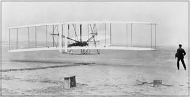 The first Flight. Made by the Wright brothers
