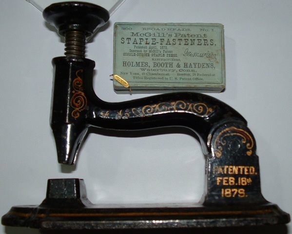 Samuel Slocum patents the stapler.
