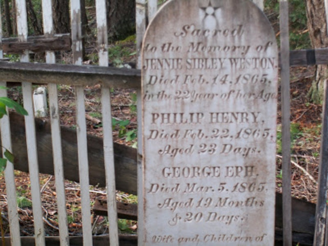 Death of 1st wife Jennie (Sibley) Weston