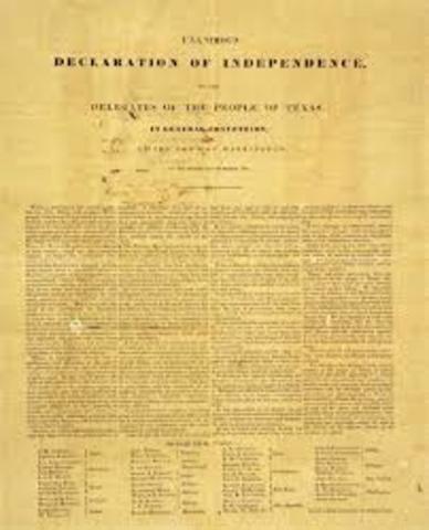 1836 Texas declares its independance from Mexico