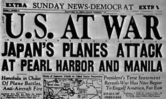 **Japan bombs Pearl Harbor - U.S. enters WW2