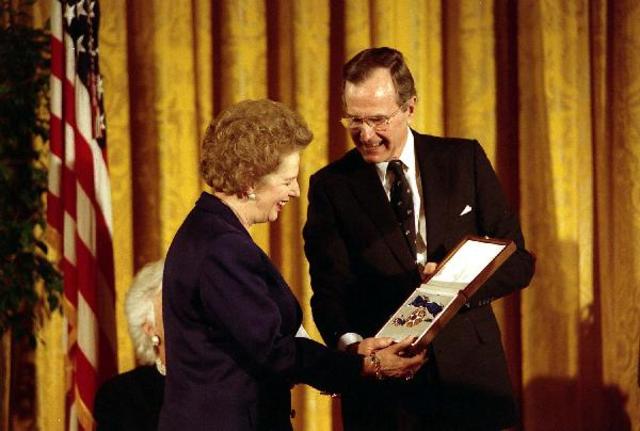 Thatcher was named Baroness Thatcher of Kesteven after leaving office and was awarded the U.S. Medal of Freedom by President George H. W. Bush