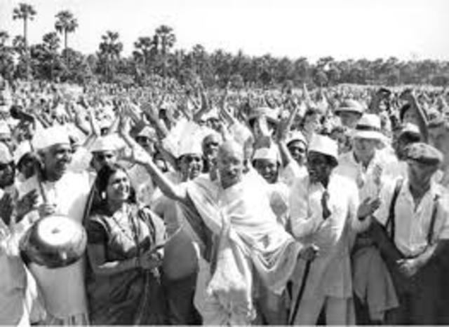 Gandhi leads the Salt March in India.