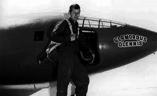 Capt. Charles E. Yeager flies faster than sound for the first time in the rocket powered Bell X-1