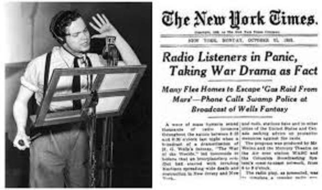 Orson Welles broadcasts the WAR of the Worlds