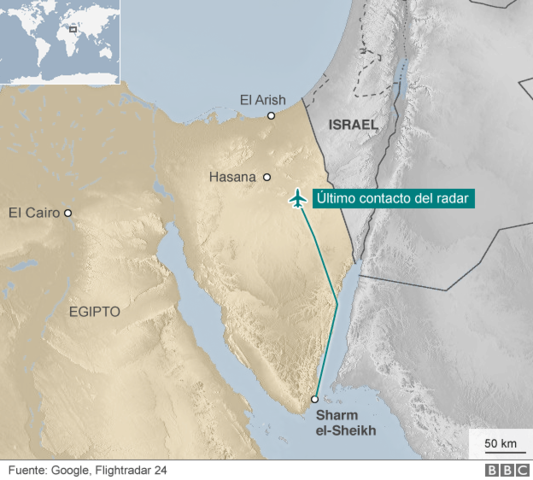 "Factores externos" causaron el accidente del avión ruso en Egipto, dice línea aérea