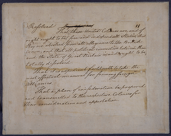 The Second Continental Congress voted on Lee's Resolution for Independence.