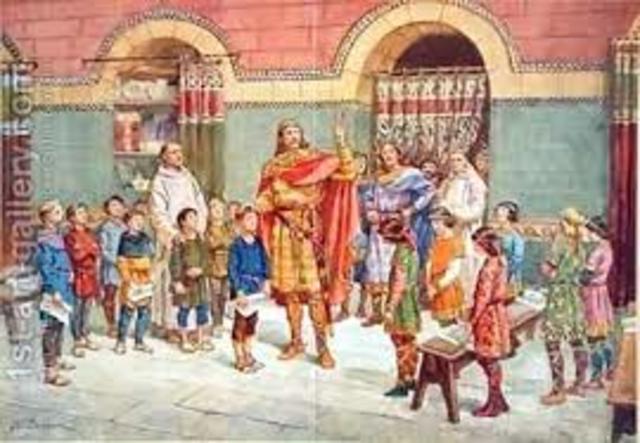 Charlemagne founded a school at his palace for young nobles