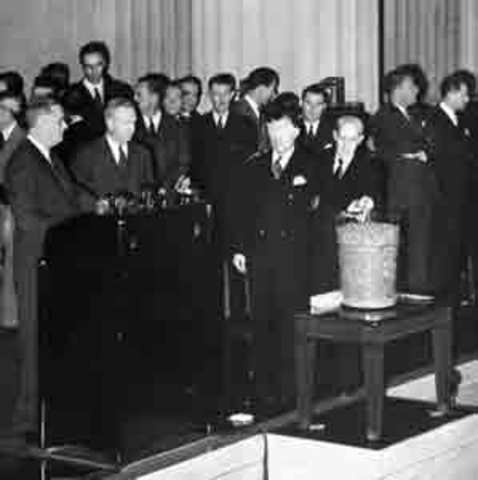 U.S. Congress approves and enacts the first peacetime conscription draft