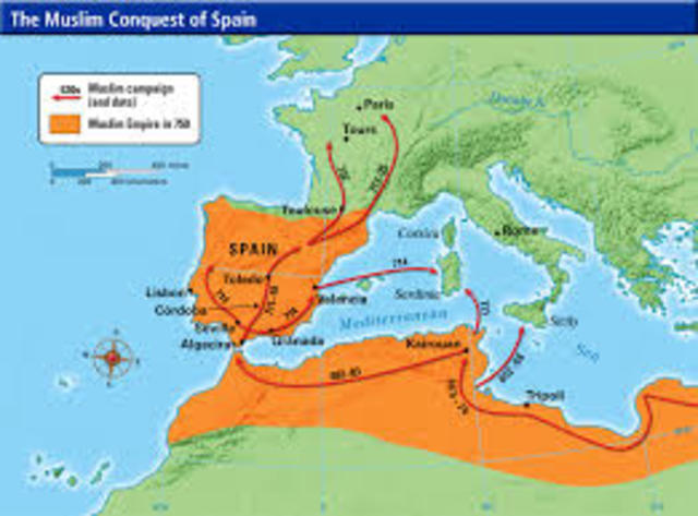 Muslim Conquest of Spain begins
