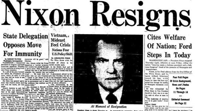 Richard NIxon resigns from the Office of the President