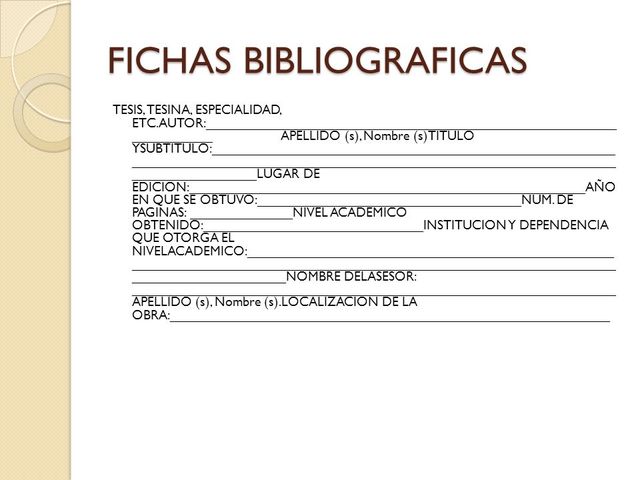 Fichas bibliográficas