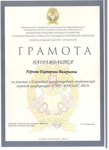 Участие в Ежегодной международной студенческой конференции