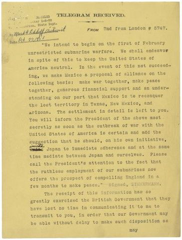 Wilson Recieves News of the Telegram