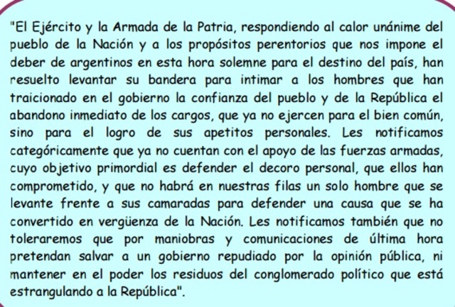 Proclama de Uriburu (redactada por el poeta Lugones) en 1930