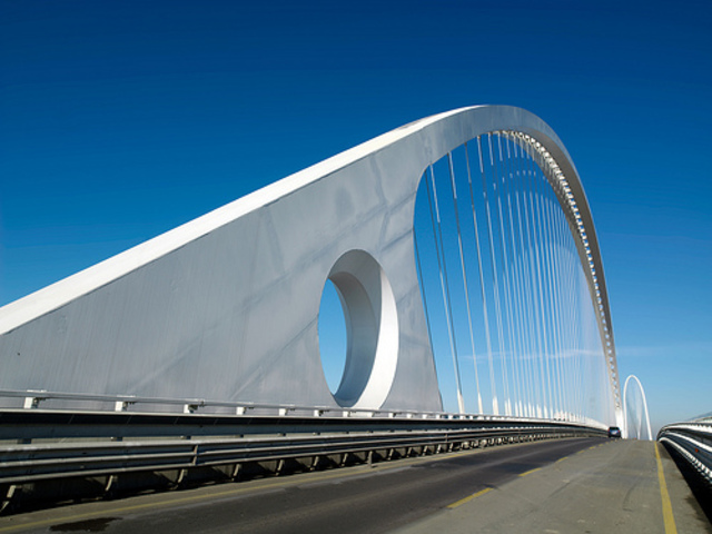 Tres puentes en la autopista A1, Reggio Emilia, Italia