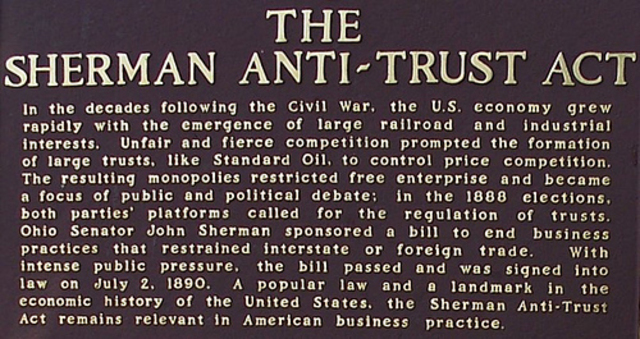 Sherman Anti-Trust act passed