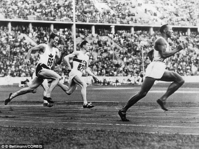 jesse owens wins 4 gold metals