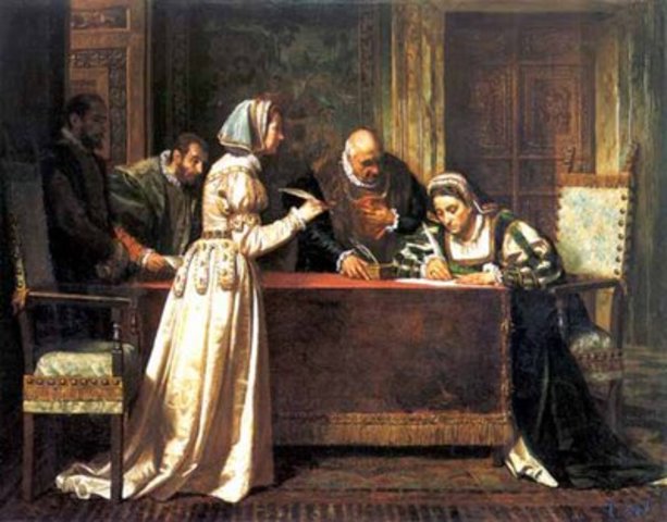 Firma de la Paz de Cambrai entre Francia y España.