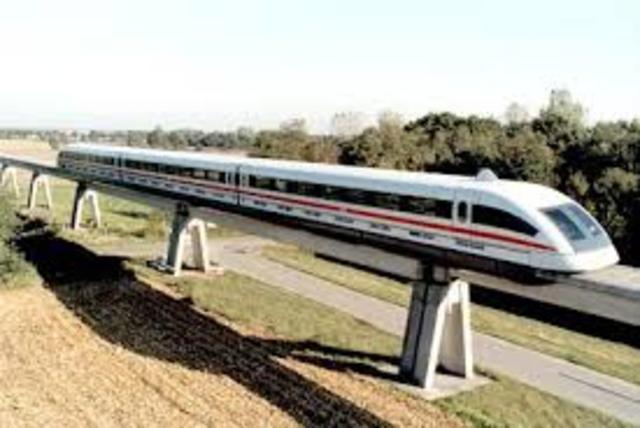 In China a German-designed magnetic-levitation train.