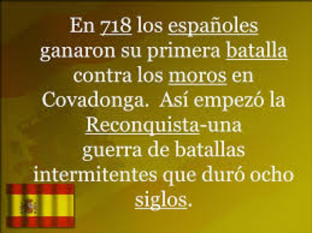 Los Espanoles ganaron su primera batalla contro los moros en covadonga
