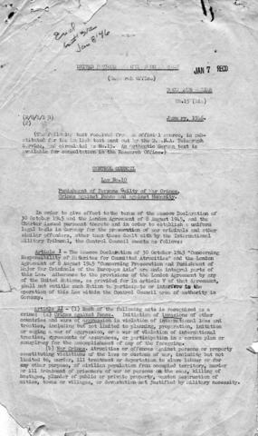 Control Council Law No. 10 Passed