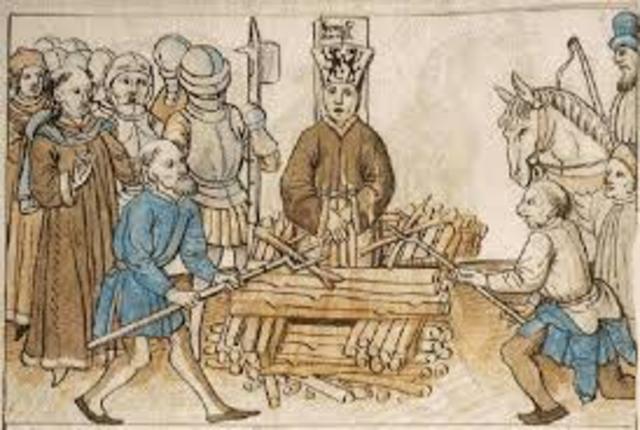 John Huss was burned at the stake for being a heretic.