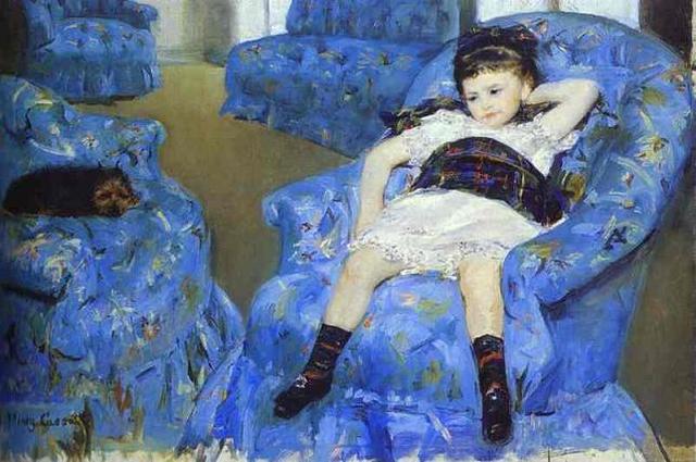 Little Girl in a Blue Amchair