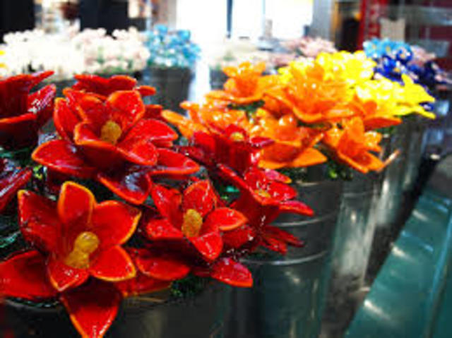 Jumped into glass flowers