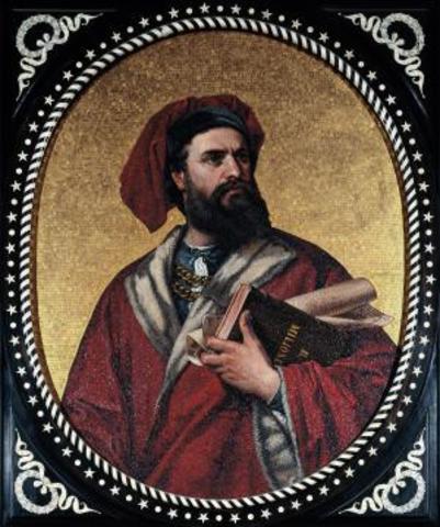 Marco Polo leaves on his famous journey to explore Asia.