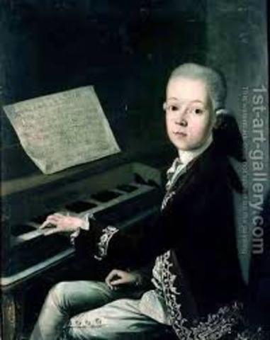Mozart starts      composing
