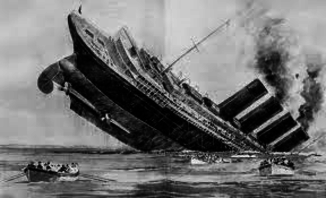 Lusitania sinks