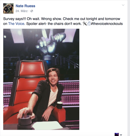 Nate Ruess Guest judge on "The Voice"