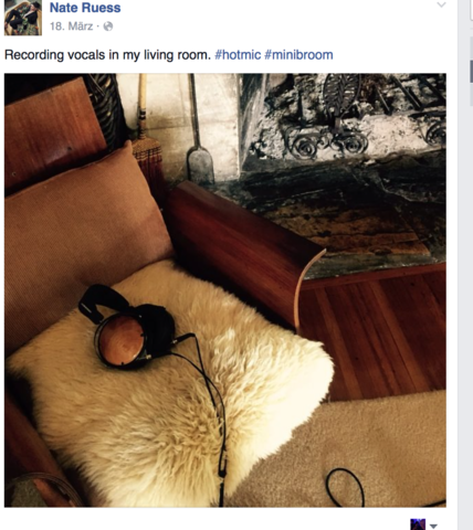 Nate Posted about recording vocals at his home.