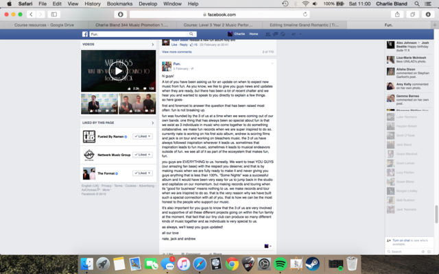 Album first mentioned by the artist.