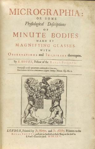 Publica el libro Micrographia