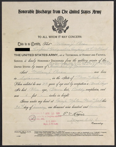 Honorable Discharge from the Army.