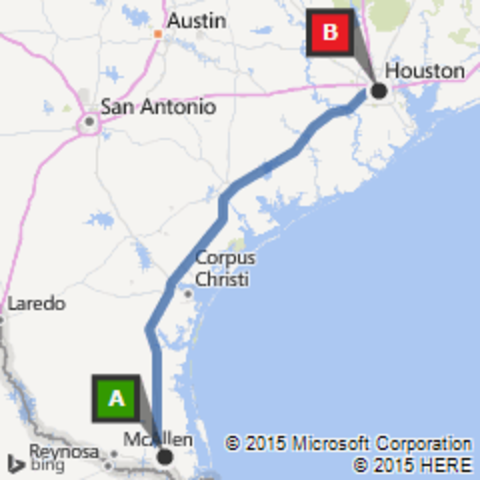 Harlingen, Texas to Houston, Texas