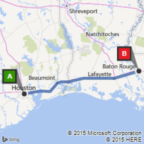 Houston, Texas to Baton Rouge, Louisiana