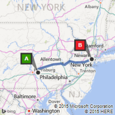 Hershey, Pennsylvania to Newark, New Jersey