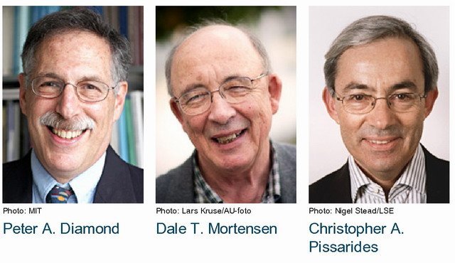 Peter A. Diamond, Dale T. Mortensen & 	Cristóbal A. Pissarides