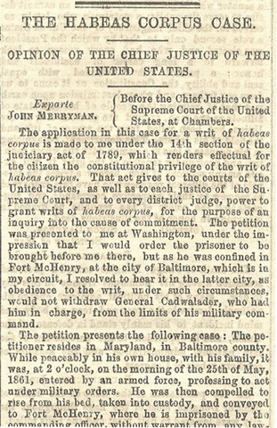 Suspension of Habeas Corpus