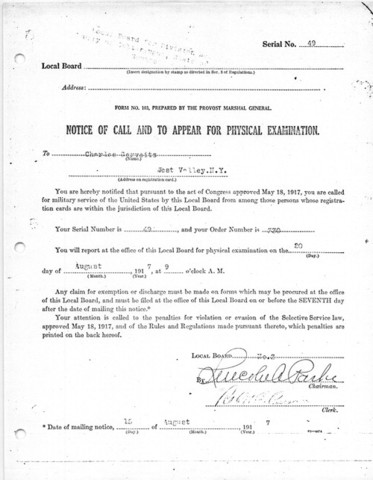 notice of call and to appear for physical examination.