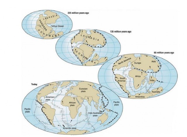 Exposición de sus primeros pensamientos sobre la deriva continental