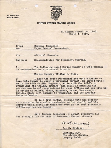 Recommendation for Permanent Warrant