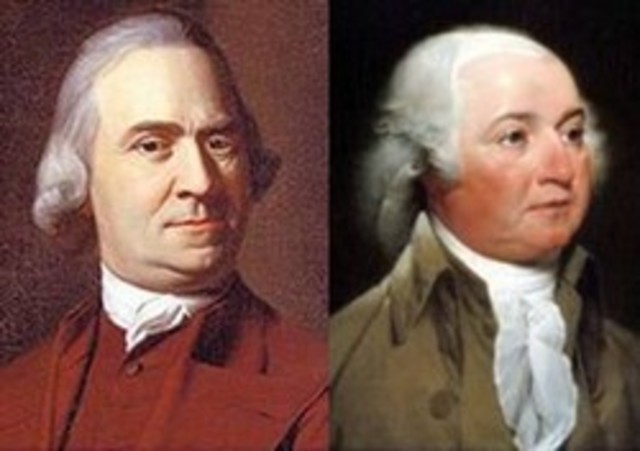 John Adams and Samuel Adams Flee