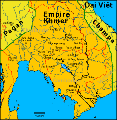 The Khmer Empire ends.