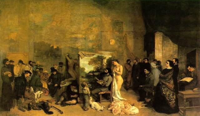 GUSTAVE COURBET PAINTS "THE PAINTER'S" FOR DISPLAY AT HIS OWN EXHIBITION "LE RÉALISME"