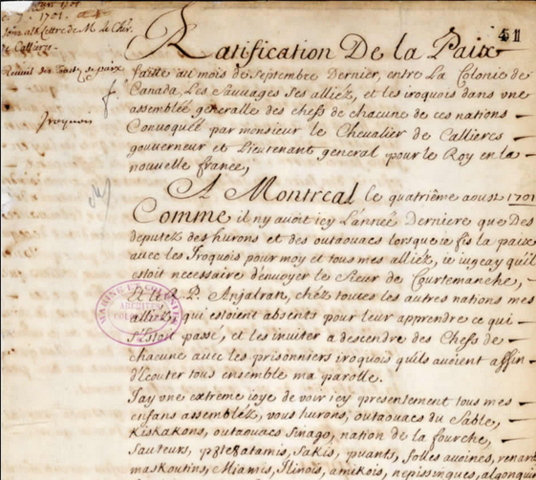 The Great Peace Treaty of Montreal